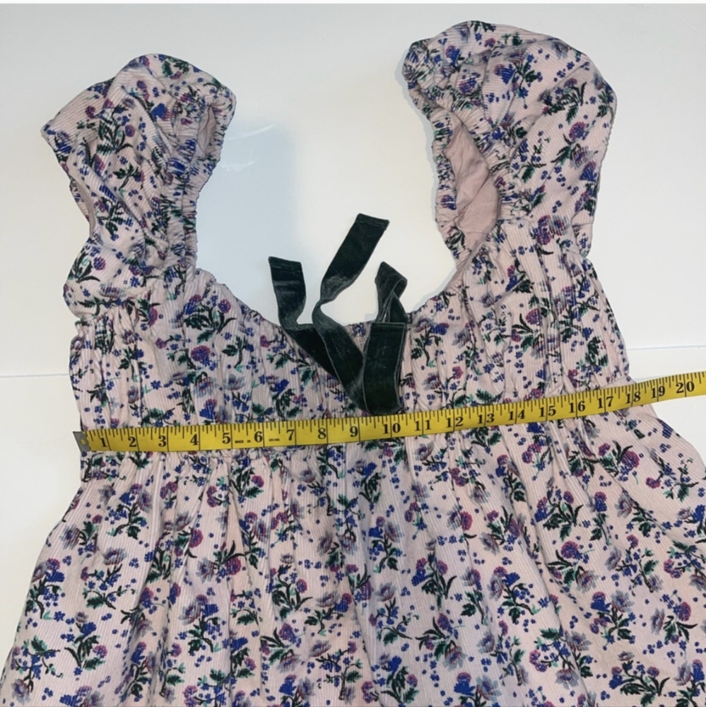 Free People Gaia Printed Tunic Lilac Floral Corduroy Bow Floral Mini Dress - Picture 6 of 11